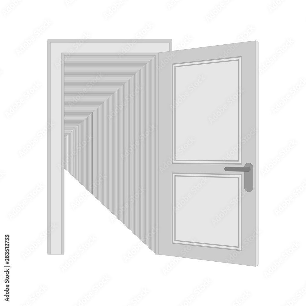 Recursion Open Door Isolated. Repeating doors vector illustration Recursion Open Door Isolated. Repeating doors vector illustration