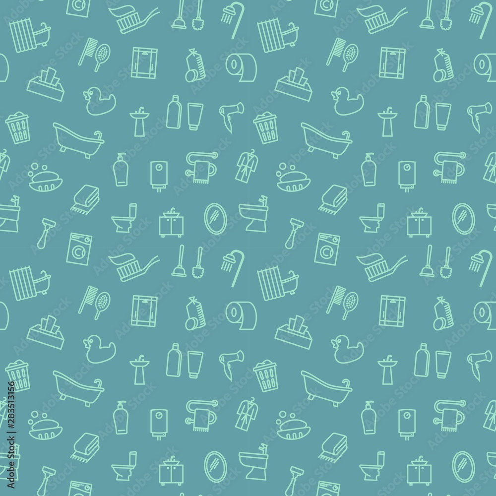 Seamless monochrome background with linear bathroom symbols Seamless monochrome background with linear bathroom symbols