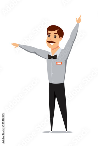 Boxing match referee flat vector illustration