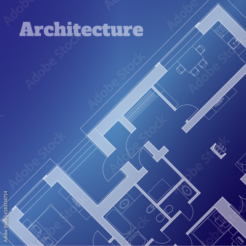 Urban background. Part of architectural project, architectural plan of a residential building. Vector illustration