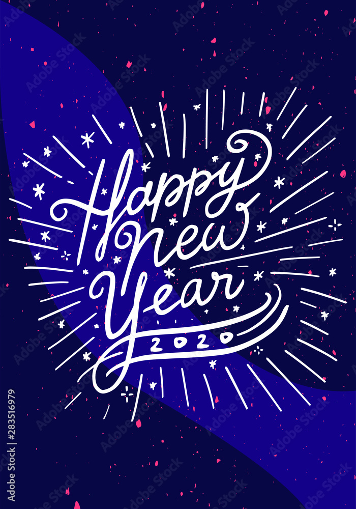 Plakat Happy New Year 2020 Celebration greeting card illustration for New Year eve - Vector Eps