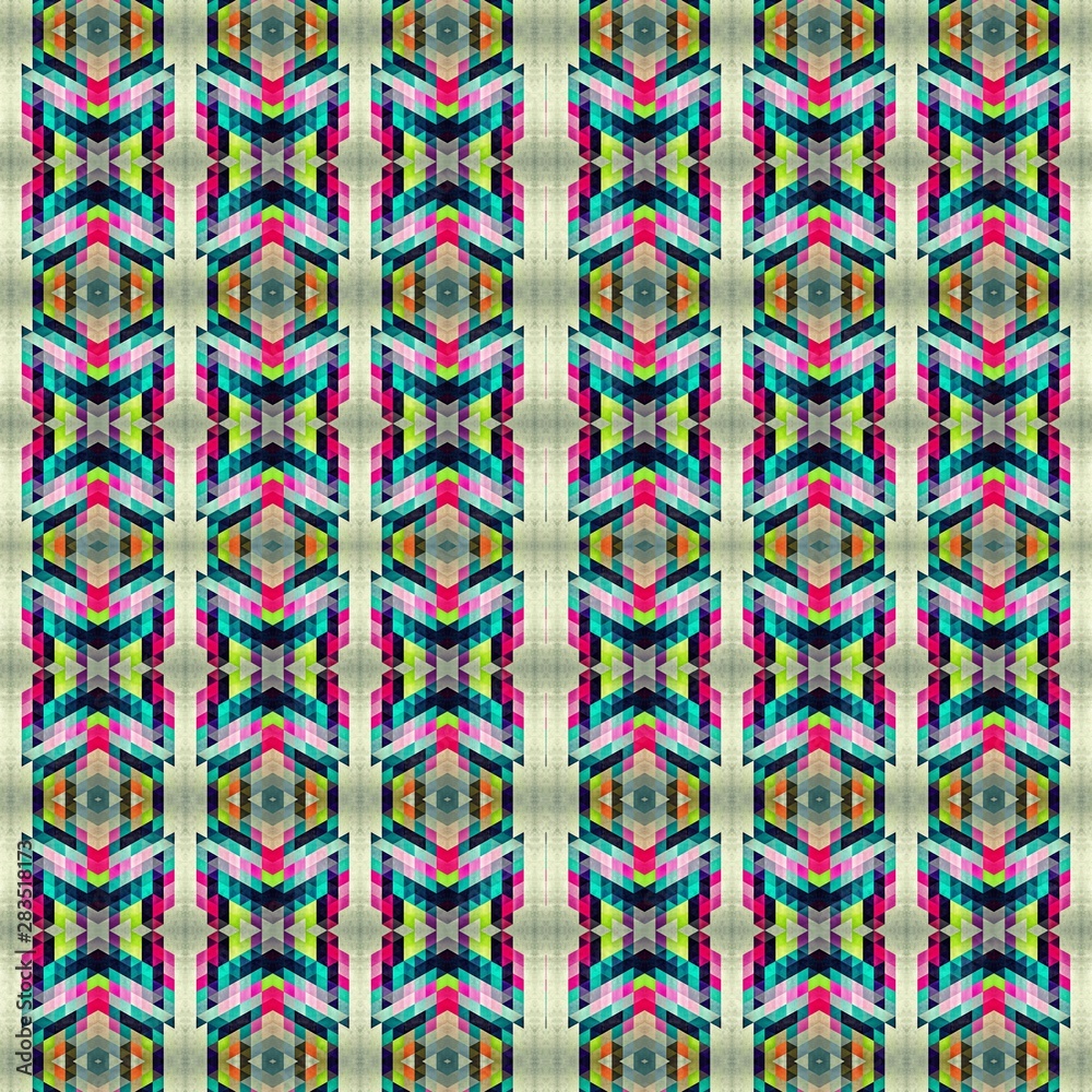 Abstract colorful hexagon square geometric seamless pattern symmetric kaleidoscope fashion Abstract colorful hexagon square geometric seamless pattern symmetric kaleidoscope fashion