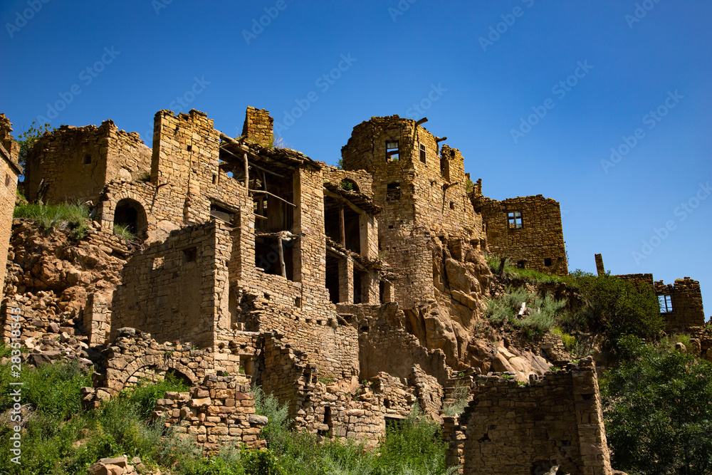 Old antique city Gamsutl in the Caucasus mountains, Dagestan, Russia