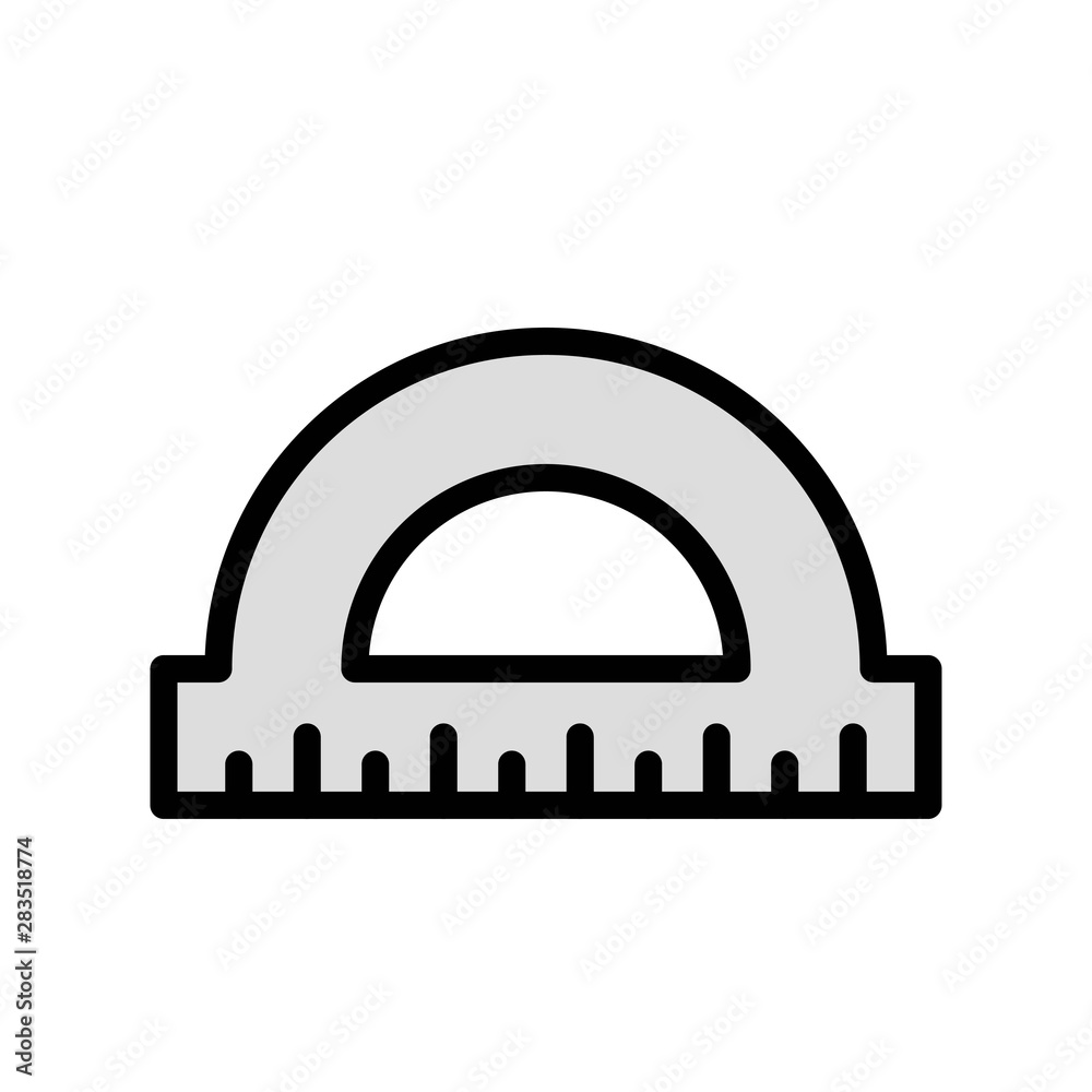 Protractor vector, Back to school filled style icon Protractor vector, Back to school filled style icon