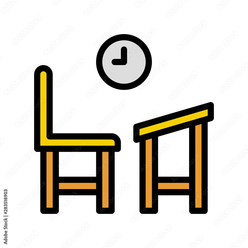 School desk and chair vector, Back to school filled style icon School desk and chair vector, Back to school filled style icon