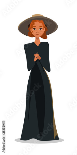 Wallpaper Mural Woman in black dress flat vector illustration Torontodigital.ca