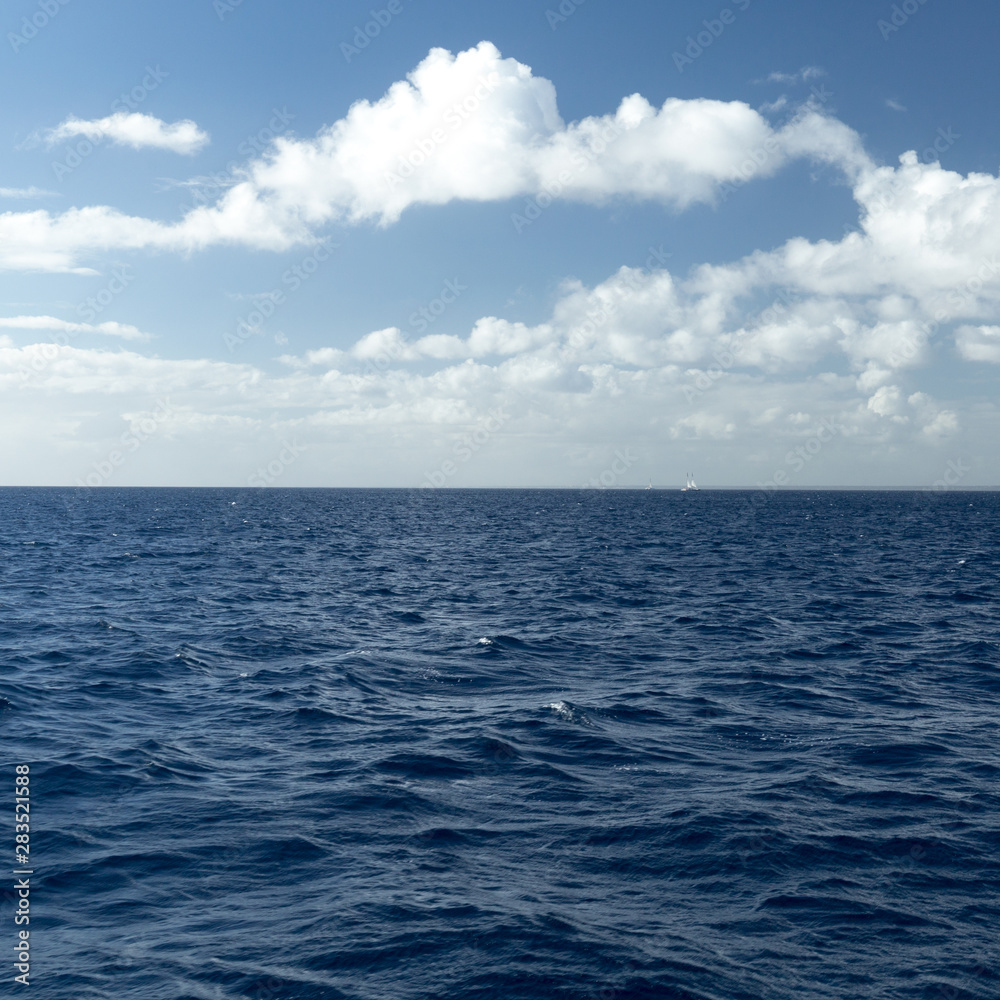 Blue sea and clouds in the tropics of the Caribbean