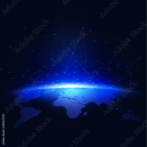 World mesh digital communication and technology network concept, Vector illustration