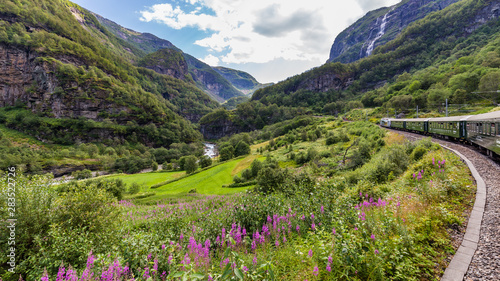 Fotografie, Obraz View from the most beautiful train journey Flamsbana between Flam and Myrdal in