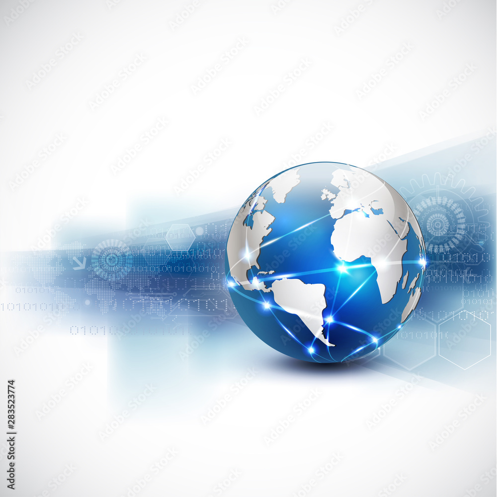 futuristic world network communication and technology concept on motion background, vector illustration futuristic world network communication and technology concept on motion background, vector illustration
