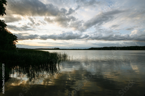 beautiful sunset sky reflected in the lake