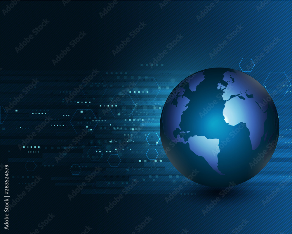 Blue world moving concept on the digital technology background (Elements of this image furnished by NASA), vector illustration Blue world moving concept on the digital technology background (Elements of this image furnished by NASA), vector illustration