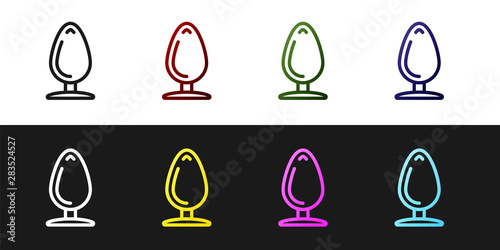 Set Anal plug icon isolated on black and white background. Butt plug sign. Fetish accessory. Sex toy for men and woman. Vector Illustration