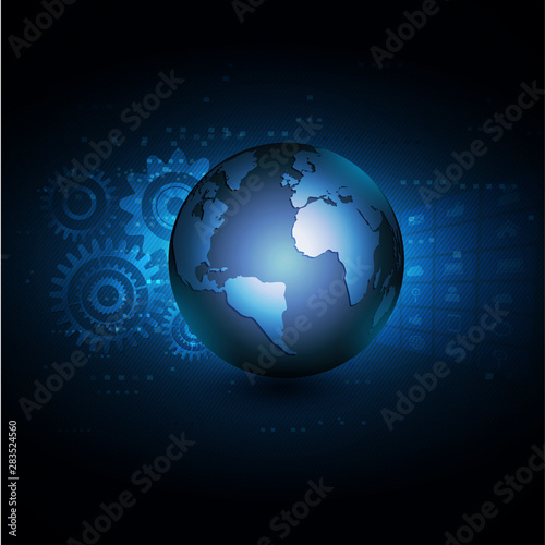 world with network communication and technology concept, vector illustration