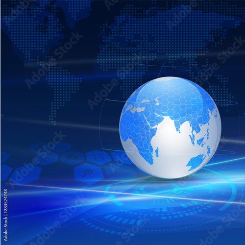 world with network communication and technology concept, vector illustration