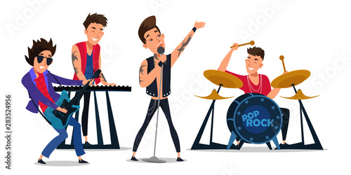 Pop rock band flat vector illustration