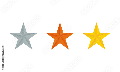 Star gold bronze and silver icon. Gold, Silver and Bronze stars. Vector flat star icon. Vector