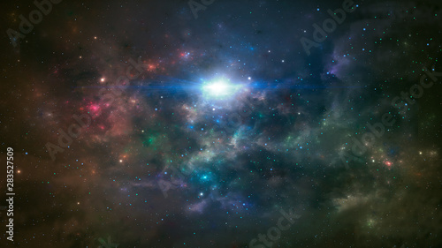 Space scene. Colorful nebula with stars. Space background. Elements furnished by NASA. 3D rendering © Space Creator