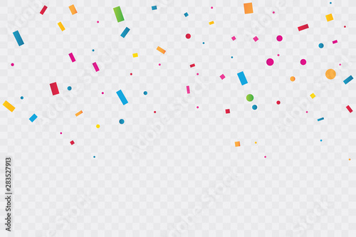 Colorful Confetti On Transparent Background. Celebration Party. Vector Illustration
