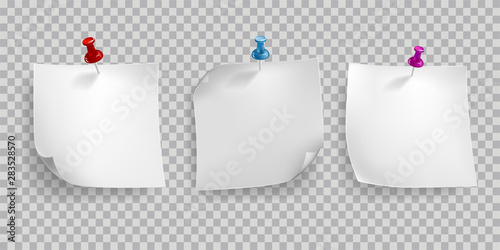 Retro realistic frame with paper and pin isolated on transparent background