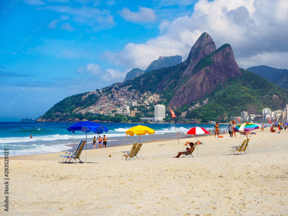 Ipanema beach, Leblon beach and mountain Dois Irmao (Two Brother) in Rio de Janeiro, Brazil Ipanema beach, Leblon beach and mountain Dois Irmao (Two Brother) in Rio de Janeiro, Brazil