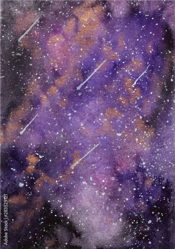 purple gold galaxy watercolor background