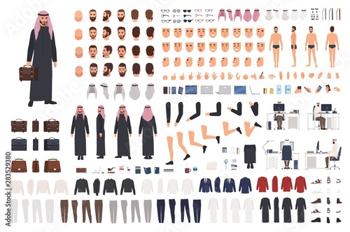 Obraz na plátne Arab businessman in traditional formal clothes DIY set or avatar kit