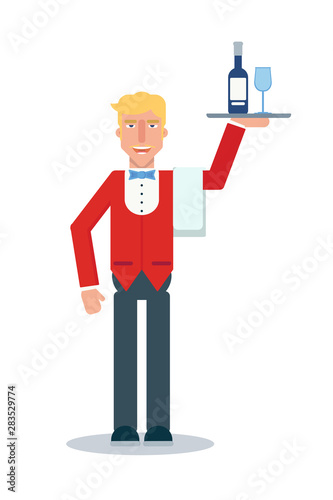 Waiter flat vector character