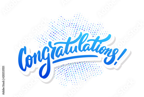Congratulations. Greeting card. Vector lettering.