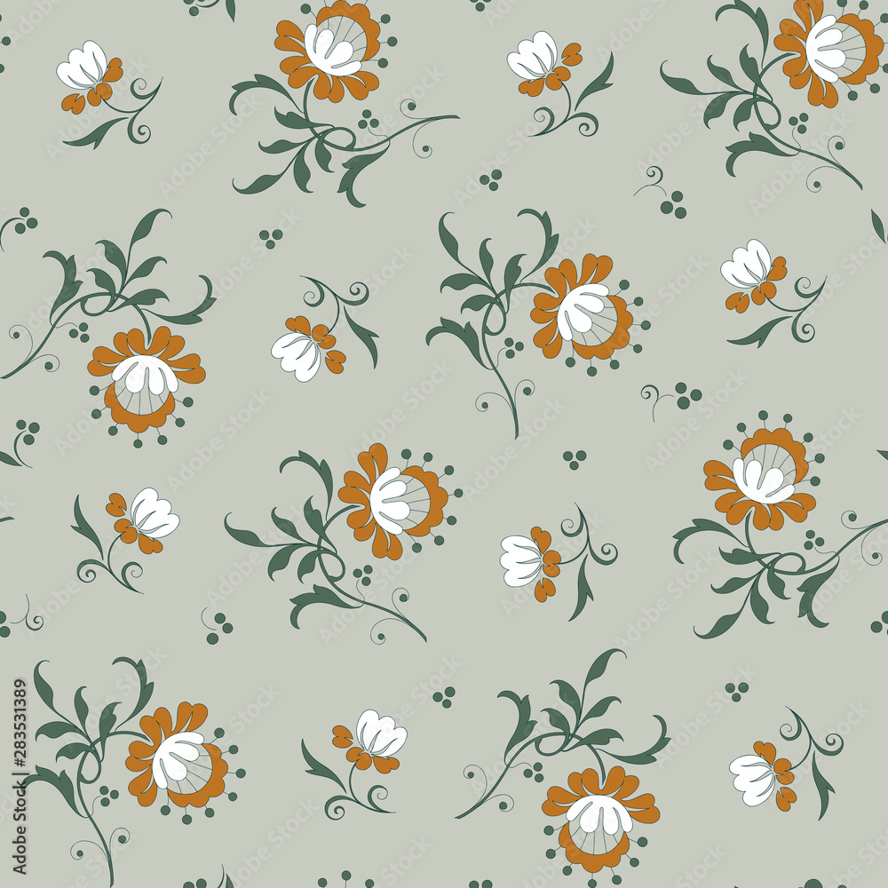 Fototapeta premium Modern fabric design pattern. Floral pattern for your design. Illustration. Modern seamless pattern for interior decoration, wrapping paper and graphic design. Modern seamless pattern for clothes .
