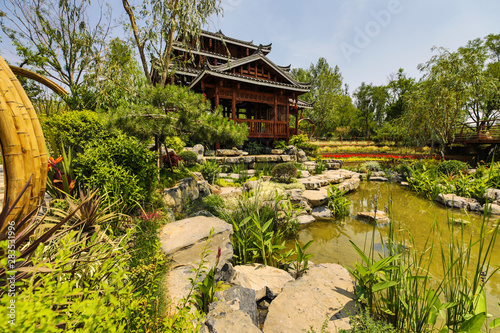 Traditional Chinese City Garden Park.