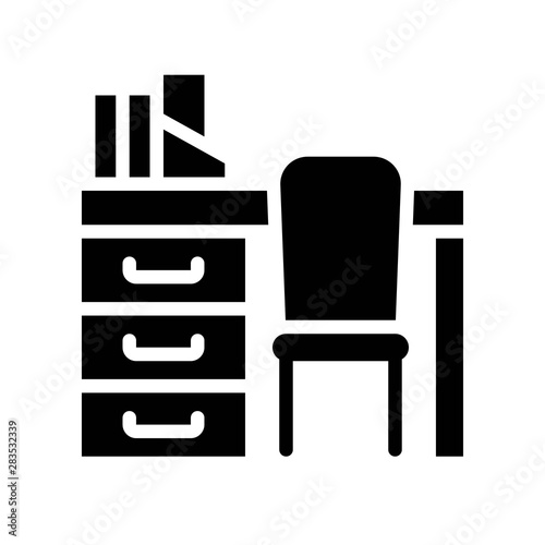 Desk vector  Back to school solid style icon