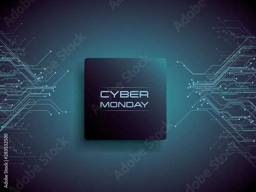 Cyber monday sale vector concept with modern design. Digital technology and electronics discounts, special offers, deals promotion and advertising.