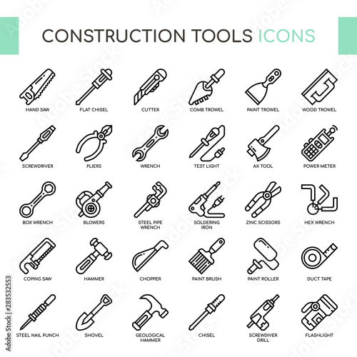 Construction Tools , Thin Line and Pixel Perfect Icons