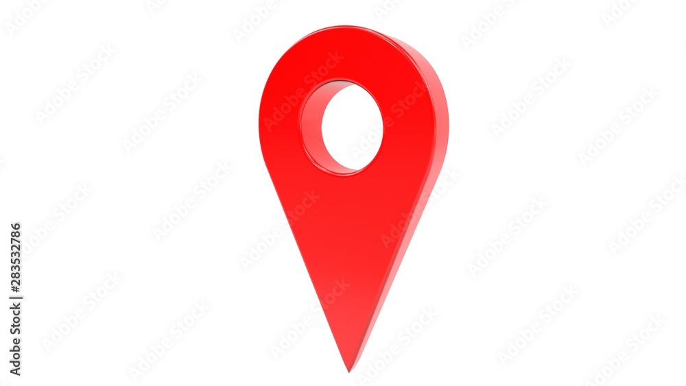 3d illustration: One red map gps pointer symbol isolated on white background. 3d illustration: One red map gps pointer symbol isolated on white background.