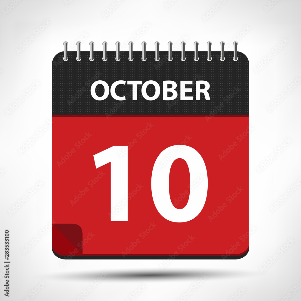 Fototapeta premium October 10 - Calendar Icon - Calendar design template