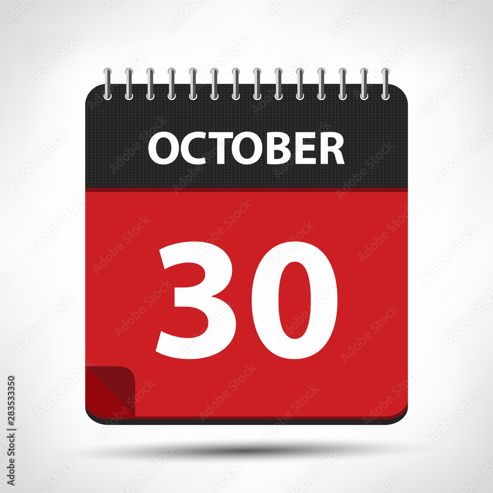 Fototapeta premium October 30 - Calendar Icon - Calendar design template