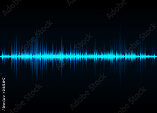 Sound wave vector background. Blue digital equalizer
