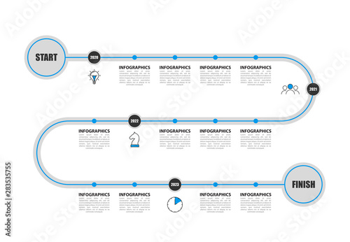 Infographic design template. Timeline concept in blue style