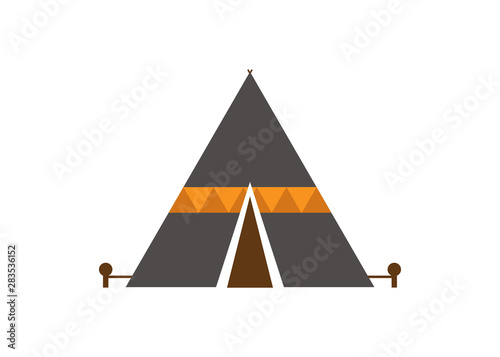 camping tent flat design vector icon