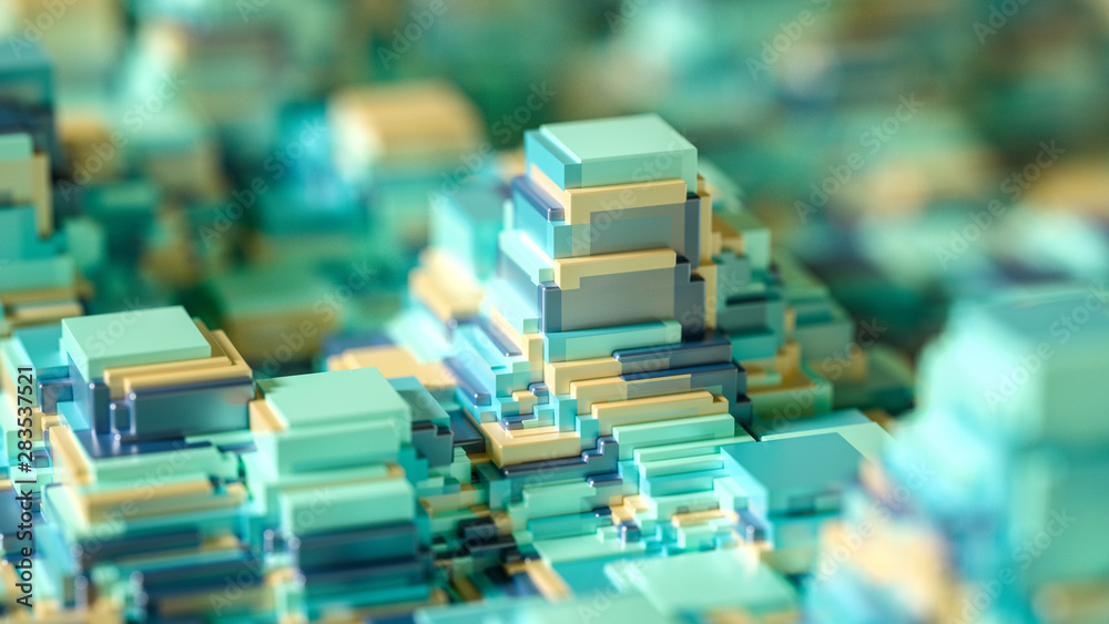 Techno high-tech background, geometry, cube, abstraction. 3d illustration, 3d rendering. Techno high-tech background, geometry, cube, abstraction. 3d illustration, 3d rendering.