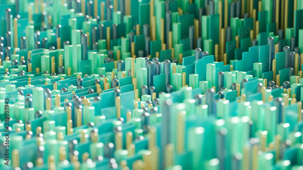 Fototapeta premium Techno high-tech background, geometry, cube, abstraction. 3d illustration, 3d rendering.