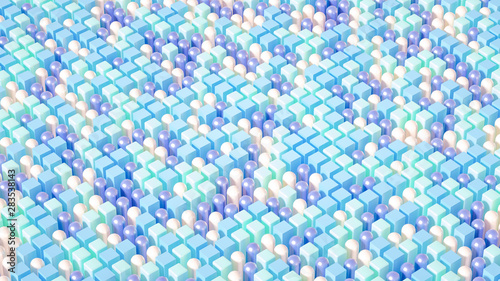 Techno high-tech background, geometry, cube, abstraction. 3d illustration, 3d rendering.