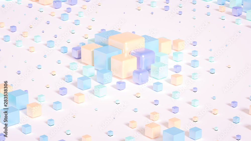Techno high-tech background, geometry, cube, abstraction. 3d illustration, 3d rendering. Techno high-tech background, geometry, cube, abstraction. 3d illustration, 3d rendering.