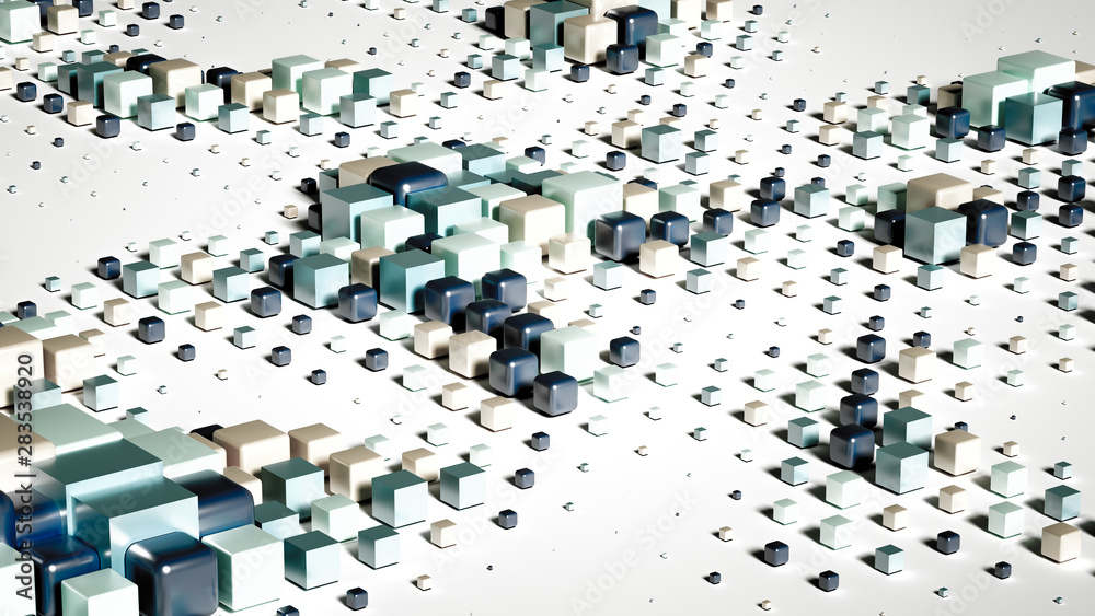 Techno high-tech background, geometry, cube, abstraction. 3d illustration, 3d rendering. Techno high-tech background, geometry, cube, abstraction. 3d illustration, 3d rendering.