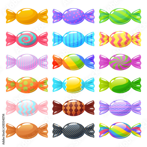 Colorful wrapped candies set.