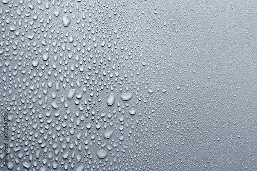 Fresh water drops, gray background