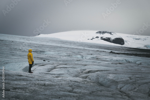 glacier, person on the glacier, famous spot, tourism, tourist, iceland, langjokull,
