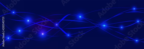 Neon blue geometric background. Abstract illustration. Glowing lines. Technology. Vector illustrator.