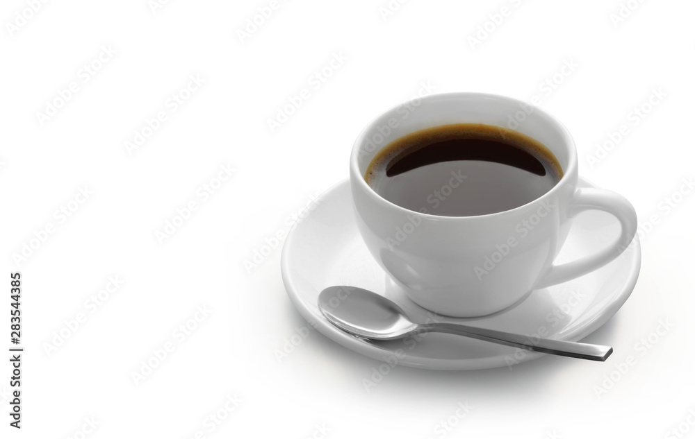 Hot coffee on a white background